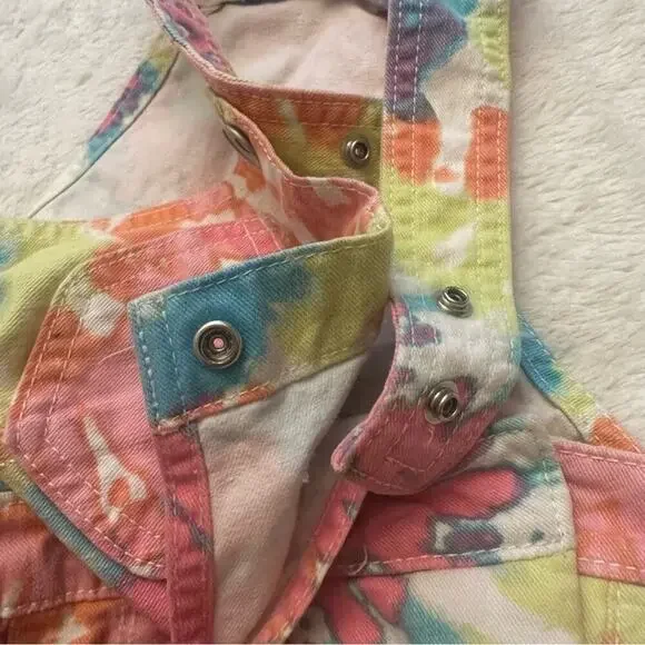 Children’s Place Tie Dye overalls sz 4 Girl's Coverall Pink Tie Dye Shorts - Picture 3 of 7